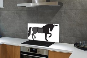 Pannello paraschizzi cucina Unicorno nero 100x50 cm