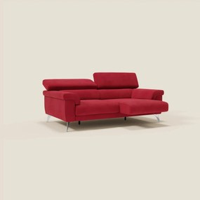 Raffaello divano con sedute allungabili e poggiatesta reclinabili in microfibra smacchiabile T11 rosso