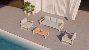 Salotto Da Esterno 5 Posti In Alluminio Con Tavolino E Cuscini Boston Avorio