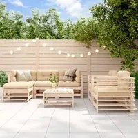 Set Divani da Giardino 7 pz con Cuscini in Legno Massello 3185836