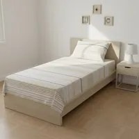 Completo letto singolo righe beige grigie