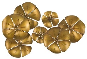 Pannello Decorativo In Ferro 80x6x57 Cm Flowe Goldy Oro Ver.B