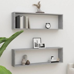 Mensole Cubo Muro 2pz Grigio Sonoma 100x15x30 Legno Multistrato /
