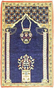 Ghom Tappeto 50x80 Blu (Iran) Annodato A Mano