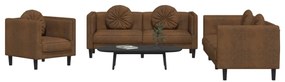 Set Di Divani 3 Pz Con Cuscini Marrone İn Velluto /