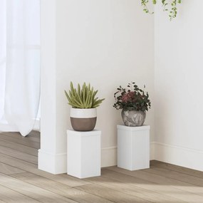 Supporti Per Piante 2 Pz Bianchi 10x10x18 Cm Legno Multistrato /