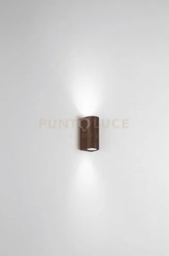 Applique zeno round corten 2 luci attacco gu10 ip65 biemissione