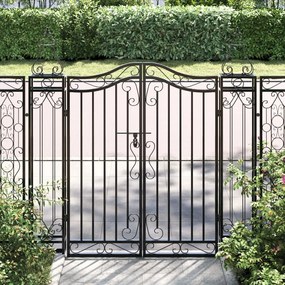 Cancello Da Giardino Nero 121x8x120 Cm İn Ferro Battuto /