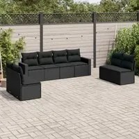 Set Divani da Giardino con Cuscini 8 pz Nero in Polyrattan 3251182