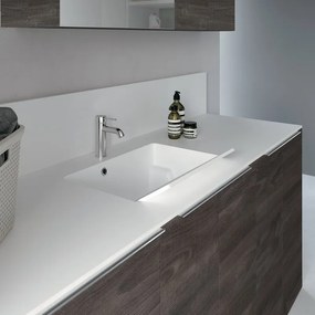 Top per lavabo Eklettica L 105.5 x H 1 x P 70.5 cm bianco solid surface, con tavola