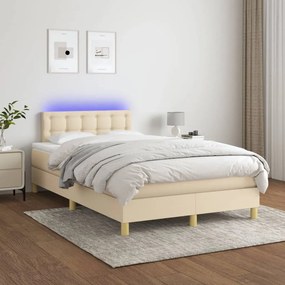 Letto A Molle Con Materasso E Led Crema 120x200cm İn Tessuto /