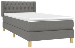 Giroletto a molle con materasso grigio scuro 90x200 cm tessuto