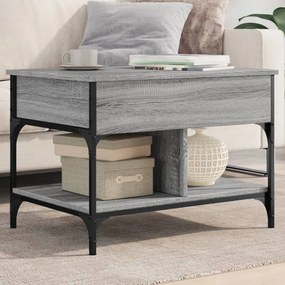 Tavolino Salotto Grigio Sonoma 70x50x50 Cm Multistrato Metallo /