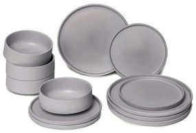 Set di piatti grigi in gres 12 pz Malia - Bonami Selection