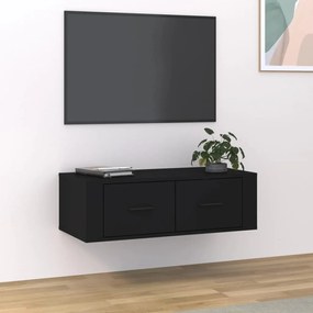 Mobile porta tv sospeso nero 80x36x25 cm in legno multistrato