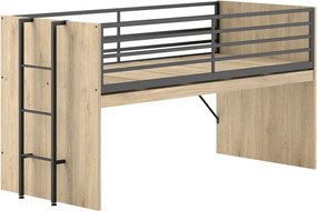 Letto da bambini rialzato di colore naturale con rete inclusa 90x200 cm Sam – Vipack