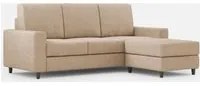 Divano 3 Posti con Pouf 208x155x85 cm Sakar in Tessuto Beige