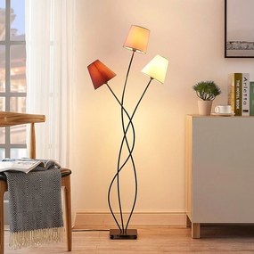 Lampada da terra Melis Lindby, Crema / Ambra, Soggiorno / Sala da pranzo, Tessuto / Stoffa / Seta, Moderno, Lampada da terra
