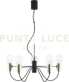 Lampadario a sospensione axon nera e oro 5 luci attacco e27 60x7,5x...