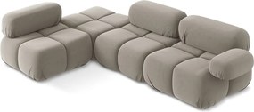 Divano angolare componibile beige (con penisola a sinistra) con rivestimento in velluto Lokua – Makamii