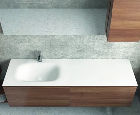 Mobile bagno sospeso 155 cm con lavabo in solid surface bianco e doppio cassetto SP-155C - KAMALU