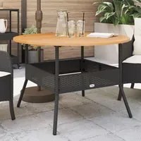 Tavolo Giardino Piano Legno Acacia Nero 110x71 cm Polyrattan 368625