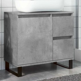 Armadietto Da Bagno Grigio Cemento 65x33x60cm İn Truciolato /