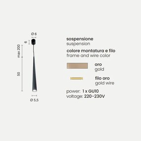 Lampada a sospensione NOA D6 cm alluminio verniciato a polvere Oro - Grande