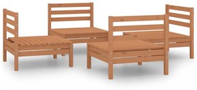 Set Divani da Giardino 4 pz Miele in Legno Massello di Pino