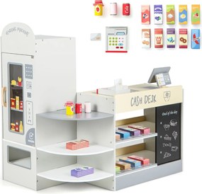 Costway Negozio alimentare per bambini con cassa macchina pos distributore automatico, Set di giocattoli supermercato 4 Colori
