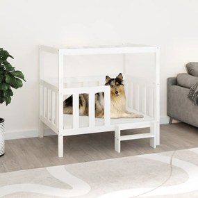 Cuccia per cani bianca 105,5x83,5x100 cm legno massello di pino