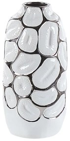 Gres porcellanato Vaso decorativo 28 Bianco Argento CENABUM Beliani