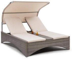 blumfeldt Eremitage Double Lounger lettino da sole per 2 persone in alluminio/rattan talpa