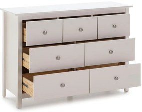 Cassettiera bassa bianca in legno di pino massiccio 110x80 cm Berna - Marckeric