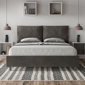 Letto matrimoniale e rete 160x190 in microfibra grigio Antea