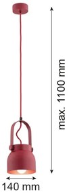 Argon 8292 - Lampadario a sospensione con filo LOGAN 1xE27/15W/230V diametro 14 cm rosso