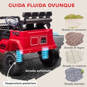 Macchina Fuoristrada per Bambini 99x66x68.5 cm con Fanali Clacson e Telecomando in PP e Metallo Rosso...