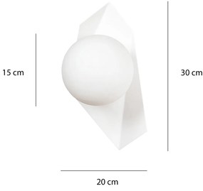 Applique Moderna 1 Luce Parvati In Acciaio Bianco E Sfera Vetro Opalino