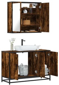 Set Mobili Da Bagno 2 Pz Rovere Fumo İn Legno Multistrato /