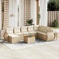 Set Divano da Giardino 9 pz con Cuscini Beige in Polyrattan 3225141