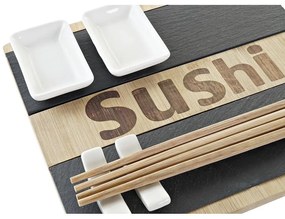 Set per Sushi DKD Home Decor Naturale Nero Lavagna Bambù (25 x 22 x 3 cm)
