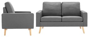 Set Di Divani 2 Pz İn Tessuto Grigio Chiaro /