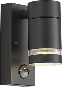 Lampada da parete moderna da esterno nera IP44 con sensore di movimento - Ensam