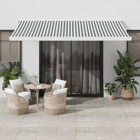 Tenda Retrattile Antracite E Bianca 4,5x3 M Tessuto E Alluminio /