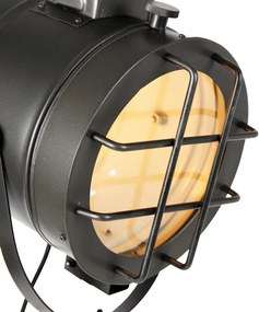 Lampada da terra a treppiede da studio nera con legno - Shiny