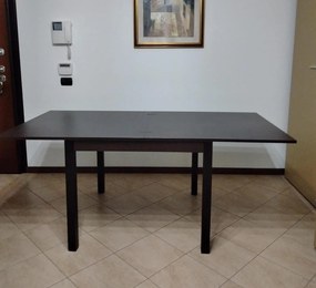 Tavolo da pranzo in legno moro wengè con apertura a libro 90x90 cm