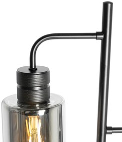 Lampada da terra moderna nera con vetro fumé 2 luci - Stavelot