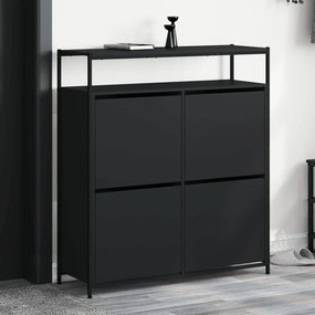 Scarpiera Con 4 Cassetti Ribaltabili Nera 100x34x112 Cm /