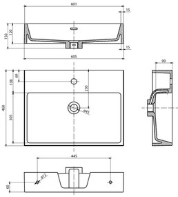 Sapho - Lavabo sospeso AQUATIC 60x46 cm ceramica/bianco