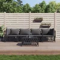 Set Salotto da Giardino 5 pz con Cuscini in Acciaio Antracite 3186823